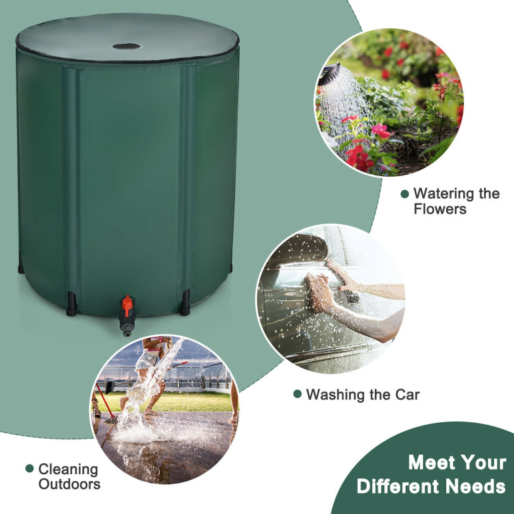 53 Gallon Portable Collapsible Rain Barrel Water CollectorCostway Gallery View 8 of 10