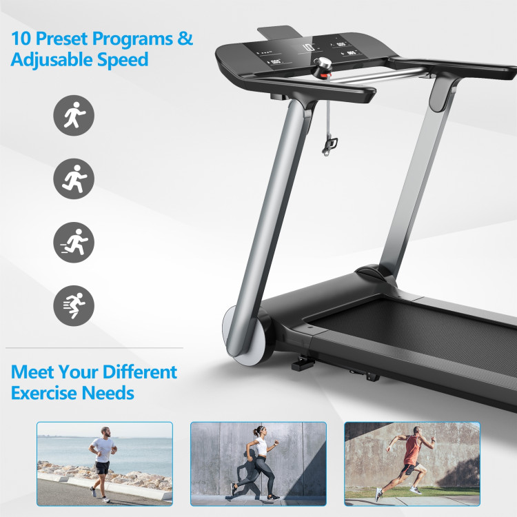 Italian Designed Folding Treadmill with Heart Rate Belt and Fatigue ButtonCostway Gallery View 5 of 13