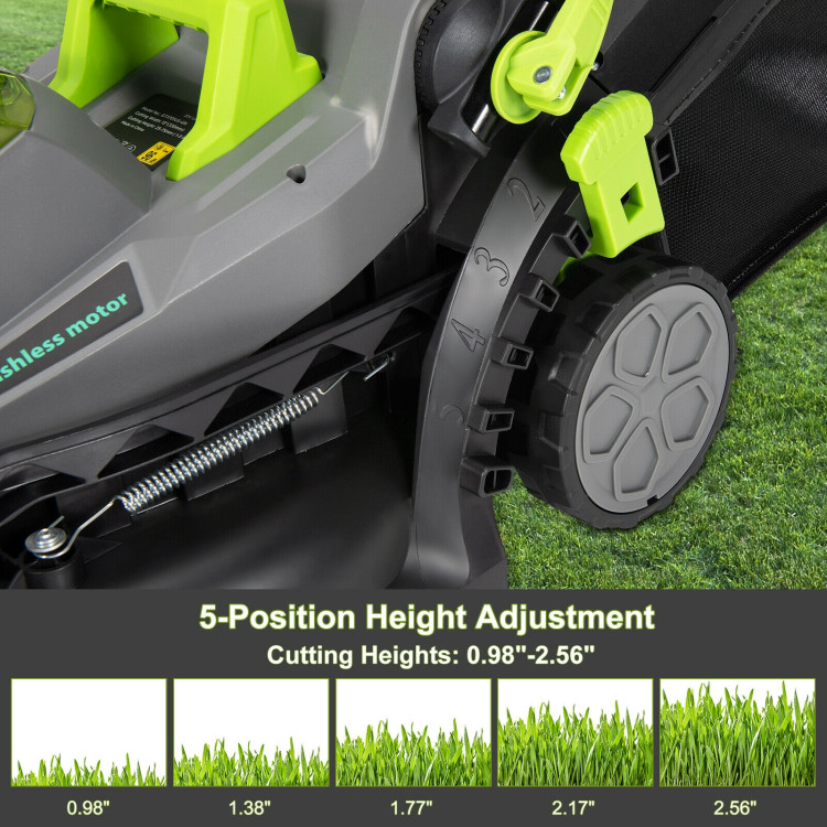 13 Inch Cordless Lawn Mower with Brushless Motor, 4Ah Battery and Charger-GreenCostway Gallery View 8 of 9