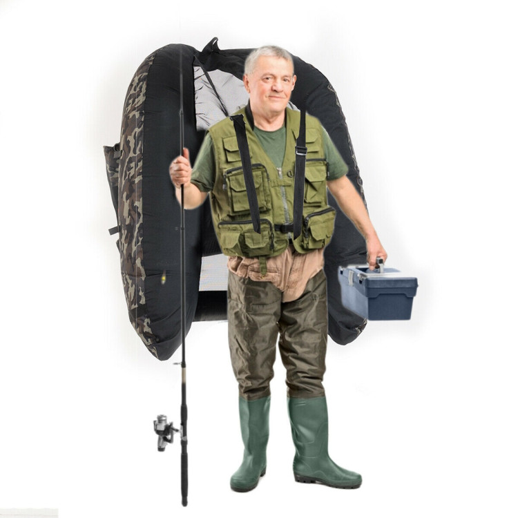 Inflatable Fishing Float with Adjustable Straps & Storage PocketsCostway Gallery View 9 of 10