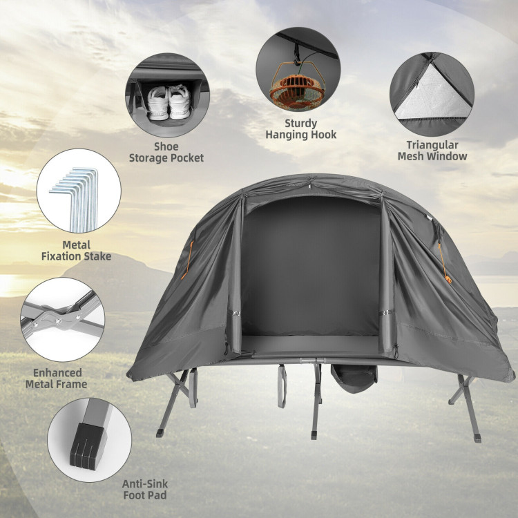 2-Person Outdoor Camping Tent with External Cover-GrayCostway Gallery View 9 of 10