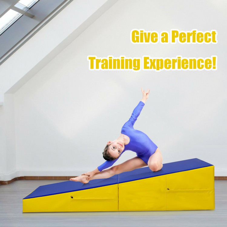 Folding Incline Mat Slope Cheese Gymnastics Gym Exercise YellowCostway Gallery View 11 of 12