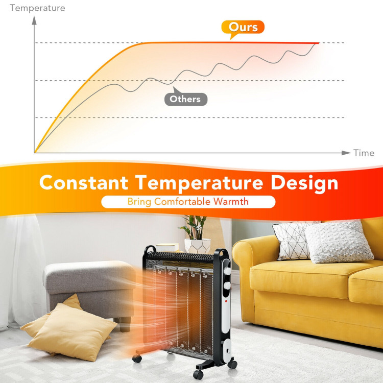 Electric Mica Space Portable Heater with Adjustable Thermostat-BlackCostway Gallery View 8 of 11