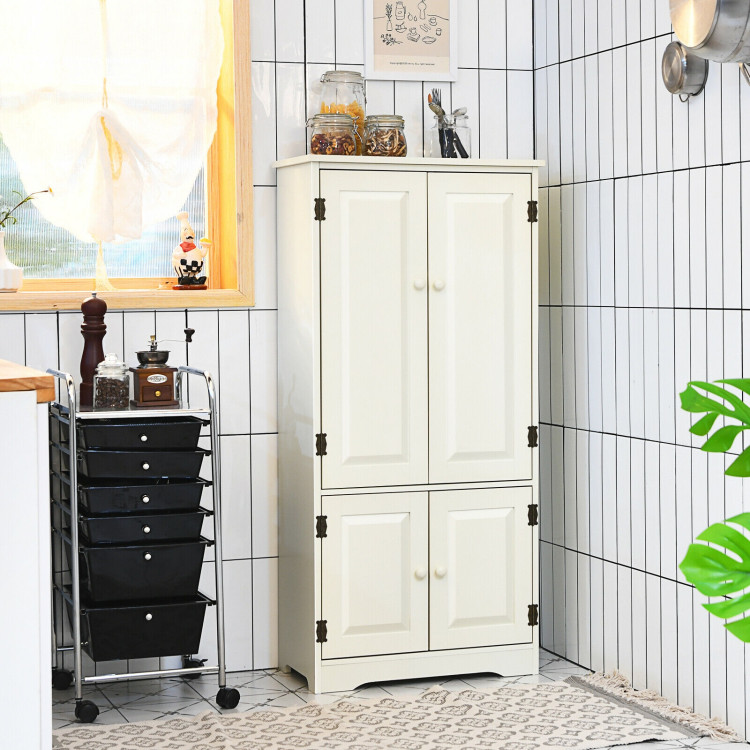 Accent Floor Storage Cabinet with Adjustable Shelves and Antique 2-DoorCostway Gallery View 6 of 21