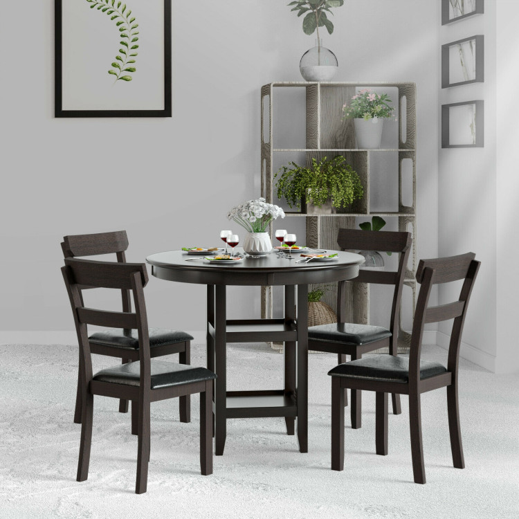 36.5 Inch Counter Height Dining Table with 42 Inches Round Tabletop and 2-Tier Storage ShelfCostway Gallery View 7 of 11