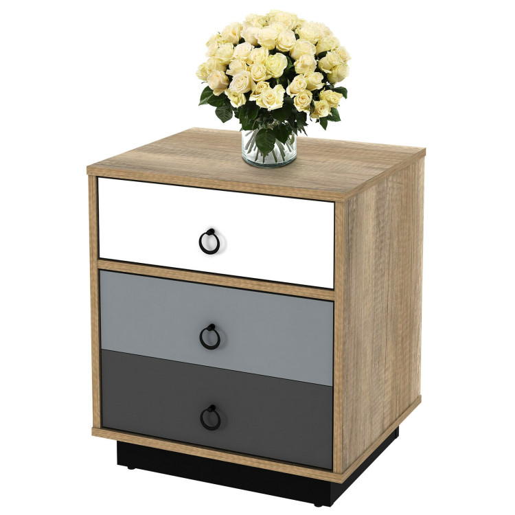 Nightstand with Drawer and Storage Cabinet Wooden Sofa Side Table End TableCostway Gallery View 8 of 9