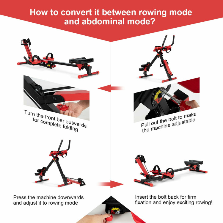 4-in-1 Folding Rowing Machine with Control Panel for Home GymCostway Gallery View 10 of 10