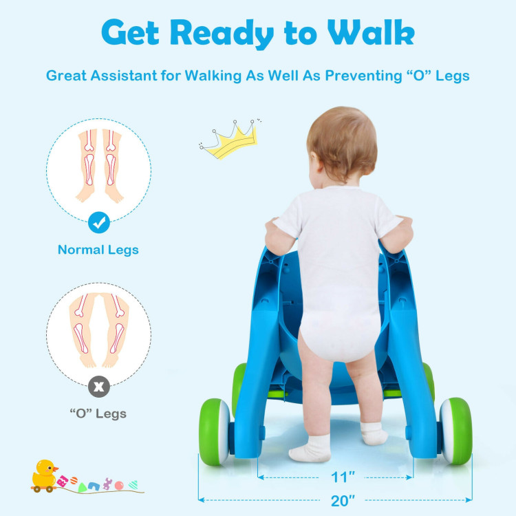 Sit-to-Stand Toddler Learning Walker with Lights and Sounds-BlueCostway Gallery View 8 of 10