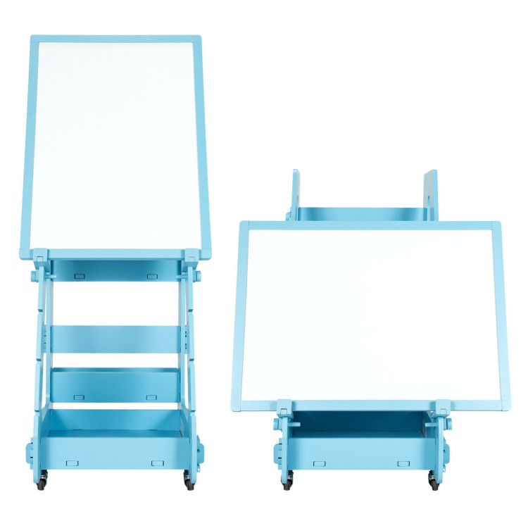 Multifunctional Kids' Standing Art Easel with Dry-Erase Board -BlueCostway Gallery View 8 of 10