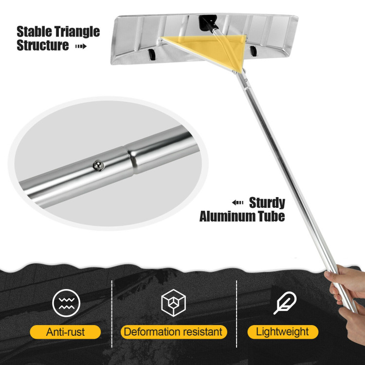 4.8-20 Feet Sectional Snow Roof Rake with Built-in WheelsCostway Gallery View 8 of 10