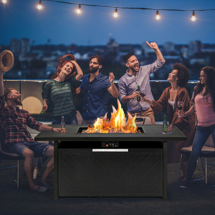 57 Inch 50,000 BTU Rectangular Propane Outdoor Fire Pit Table-BlackCostway Gallery View 6 of 12