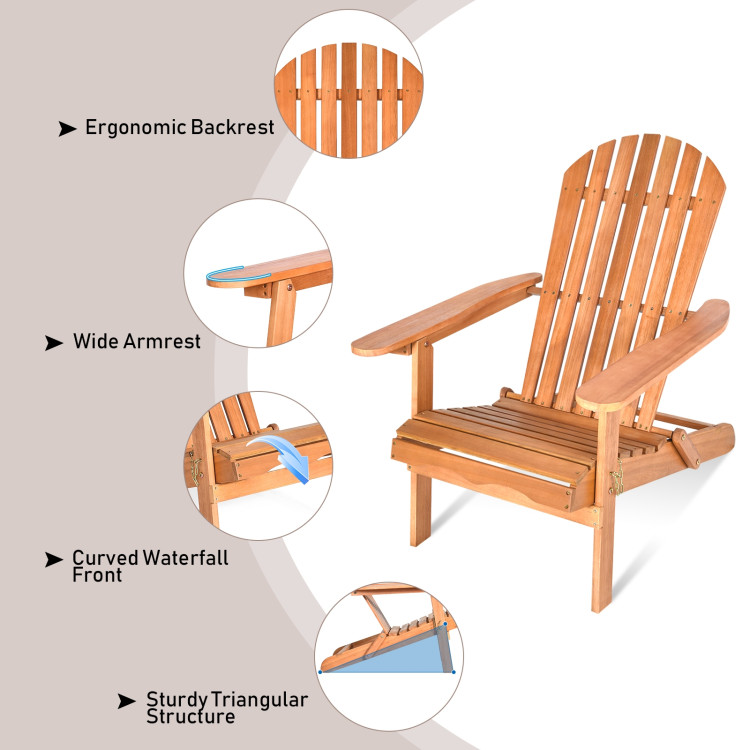 Eucalyptus Chair Foldable Outdoor Wood Lounger Chair - Gallery View 5 of 10