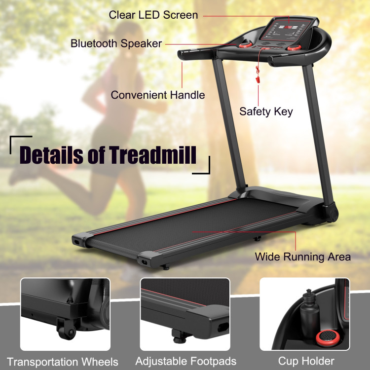 2.25HP Electric Running Machine Treadmill with Speaker and APP Control-RedCostway Gallery View 5 of 10