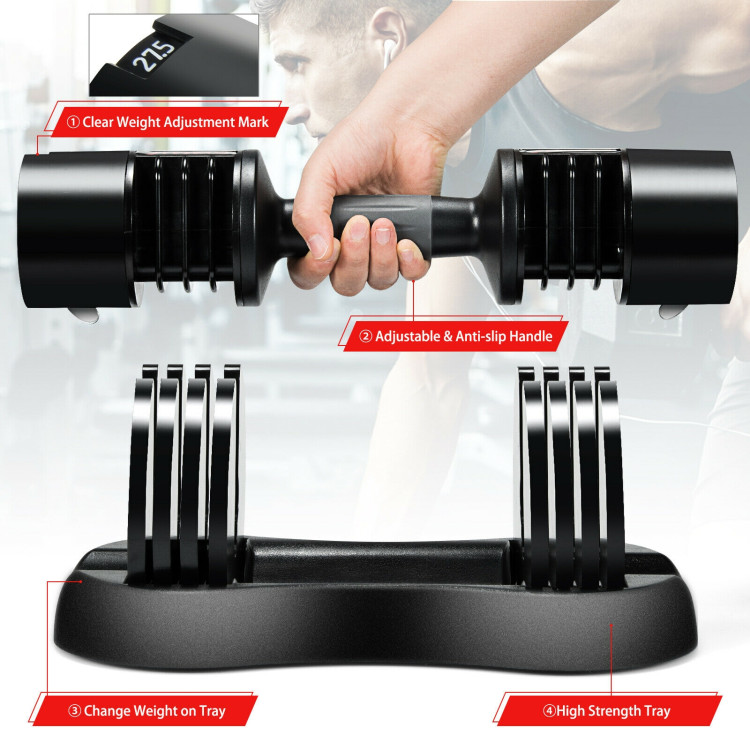 27.5 LBS 5-in-1 Adjustable Dumbbell for Gym Home OfficeCostway Gallery View 5 of 11