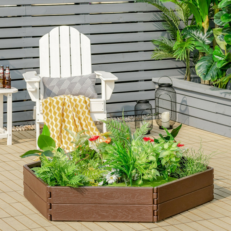 Raised Garden Bed Set for Vegetable and Flower-BrownCostway Gallery View 1 of 9