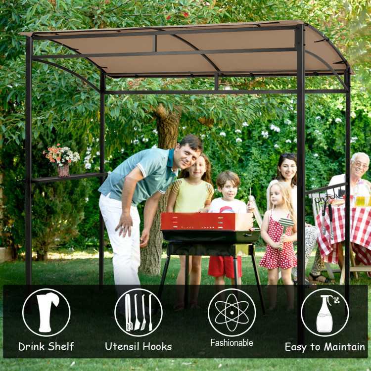 7 x 4.5 Feet Grill Gazebo Outdoor Patio Garden BBQ Canopy Shelter-BrownCostway Gallery View 2 of 10