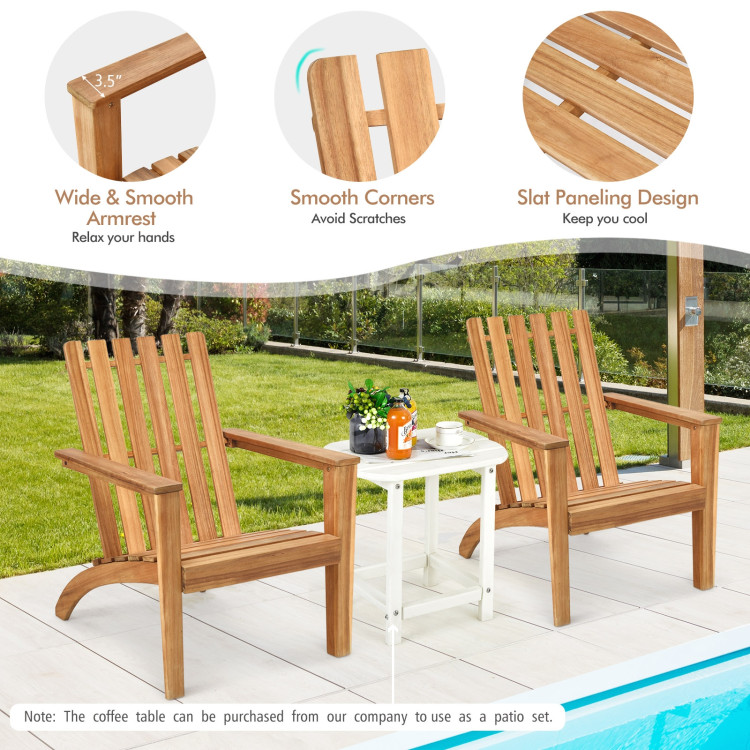 Outdoor Durable Patio Acacia Wood Adirondack Lounge Armchair-NaturalCostway Gallery View 9 of 10