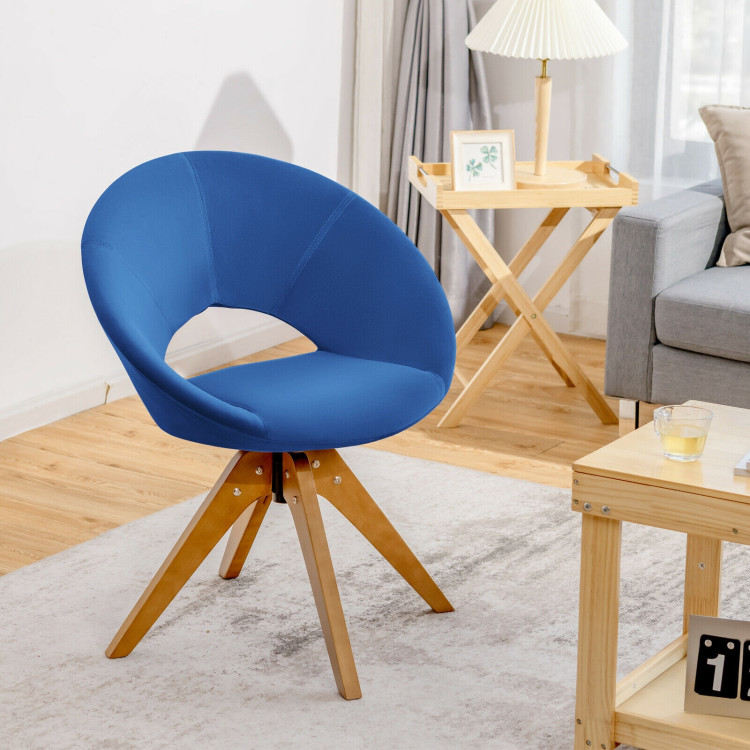 Swivel Accent Chair with Oversized Upholstered Seat for Home Office-BlueCostway Gallery View 7 of 12