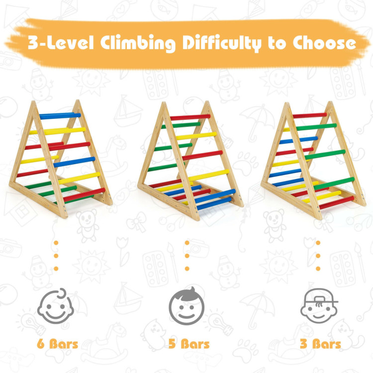 Climbing Triangle Ladder with 3 Levels for Kids-MulticolorCostway Gallery View 5 of 11