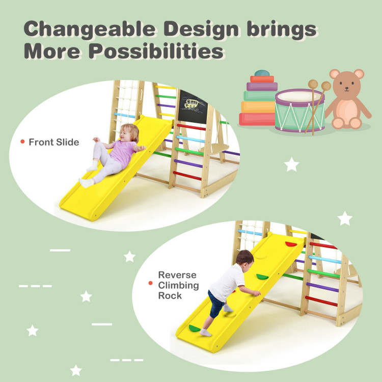 8-in-1 Wooden Climber Play Set with Slide and Swing for Kids - Gallery View 11 of 12