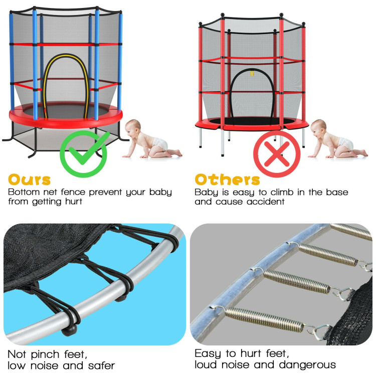 140cm 55inch Trampoline With Enclosure For Child Foldable Design