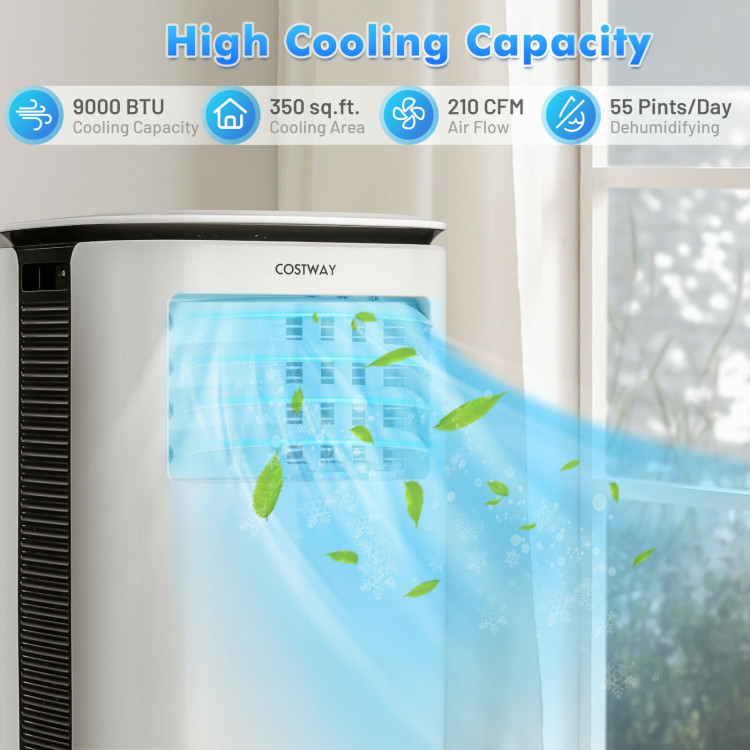 9000 BTU 3 in 1 Portable Air Conditioner with Fan and Dehumidifier-WhiteCostway Gallery View 5 of 12