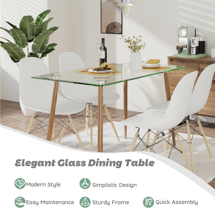 Glass Rectangular Dining Table with Metal Legs - Gallery View 8 of 12