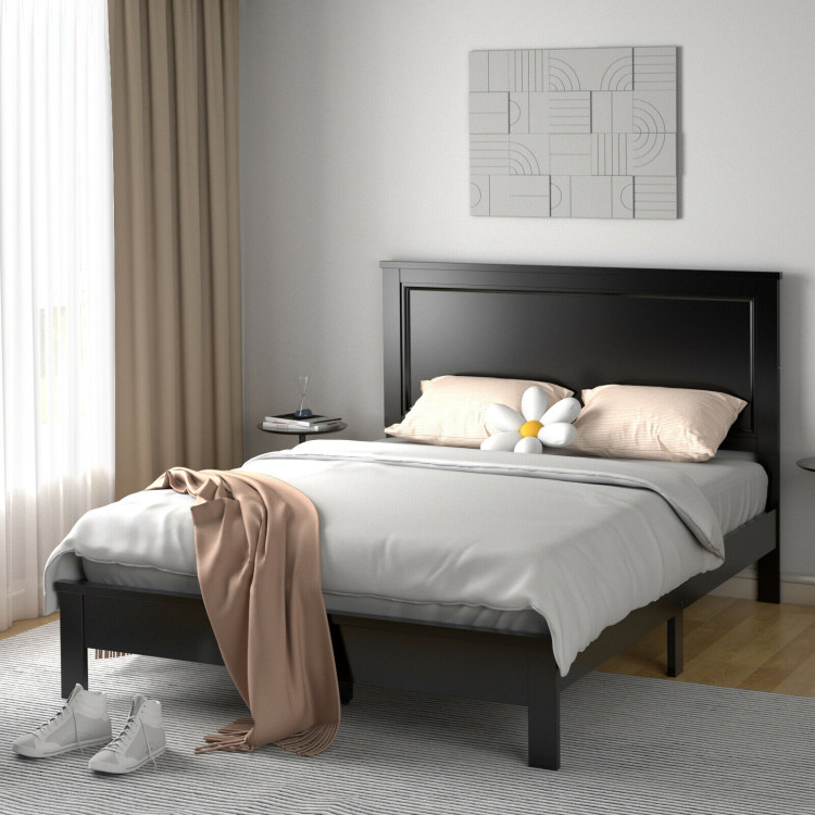 Full Size Platform Slat Bed Frame with High Headboard-BlackCostway Gallery View 1 of 10