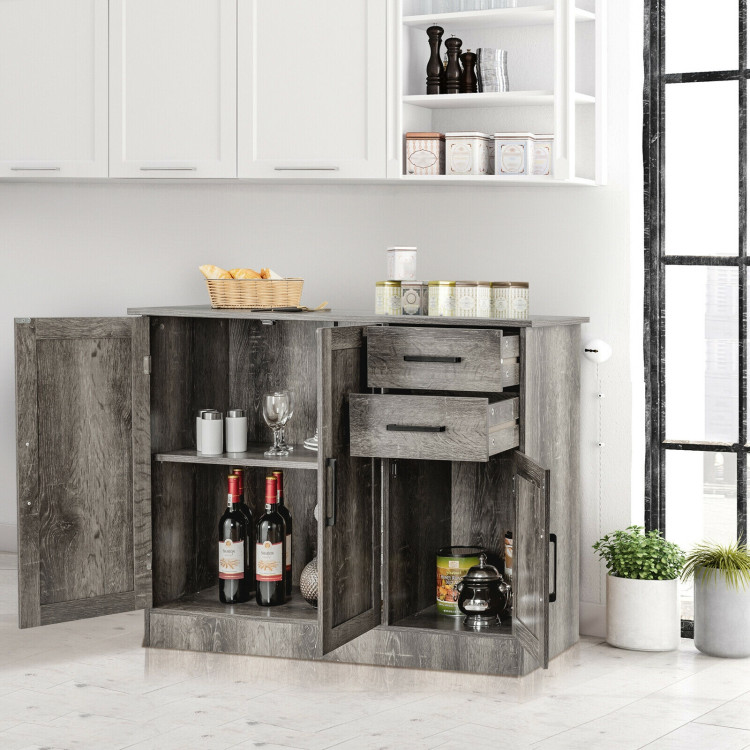 Buffet Storage Cabinet  Kitchen Sideboard with 2 Drawers-GrayCostway Gallery View 8 of 13