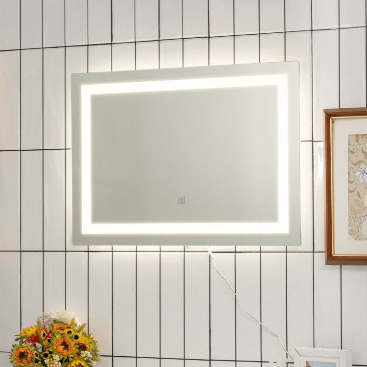 27.5 Inch LED Wall-Mounted Rect Bathroom Mirror with TouchCostway Gallery View 7 of 13