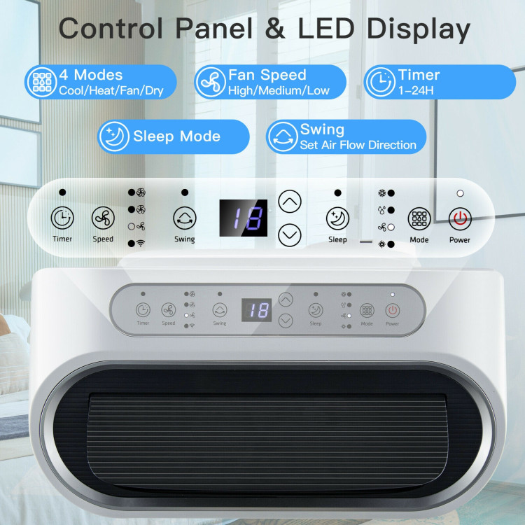 12000 BTU Portable 4-in-1 Air Conditioner with Smart Control-WhiteCostway Gallery View 8 of 12