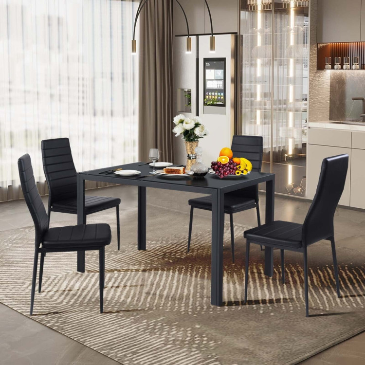 4 Pieces Modern Leather Dinning Chairs Set with Metal FrameCostway Gallery View 7 of 10