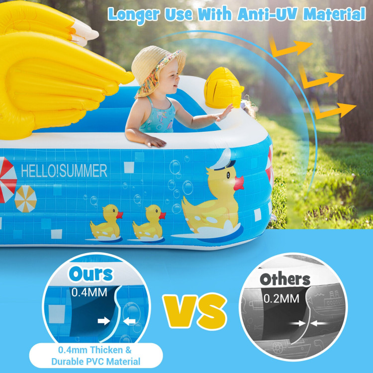 Inflatable Swimming Pool Duck Themed Kiddie Pool with Sprinkler for Age Over 3-BlueCostway Gallery View 9 of 11