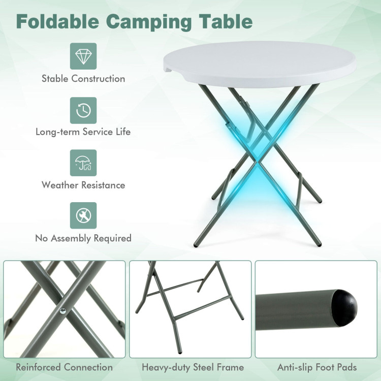 32 Inch Round Foldable Lightweight Table with Double Lockable DoorsCostway Gallery View 5 of 10