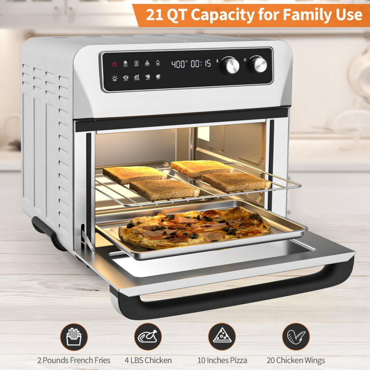 8-in-1  Convection Air Fryer Toaster Oven with 5 Accessories and Recipe-SilverCostway Gallery View 3 of 12