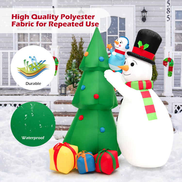6 Feet Tall Inflatable Christmas Snowman and Tree Decoration Set with LED LightsCostway Gallery View 8 of 10
