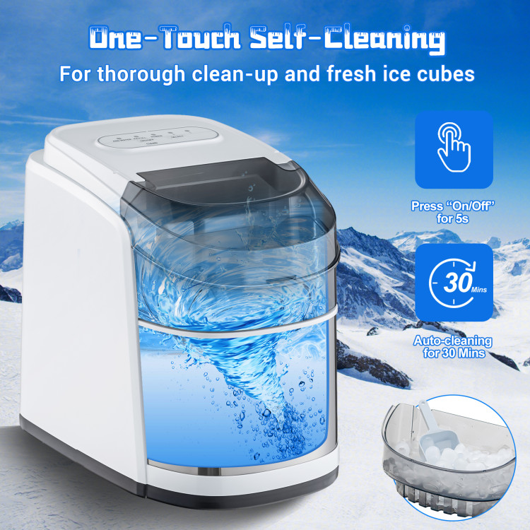 Countertop Ice Maker 26.5lbs/Day with Self-Cleaning Function and Flip Lid -  Costway