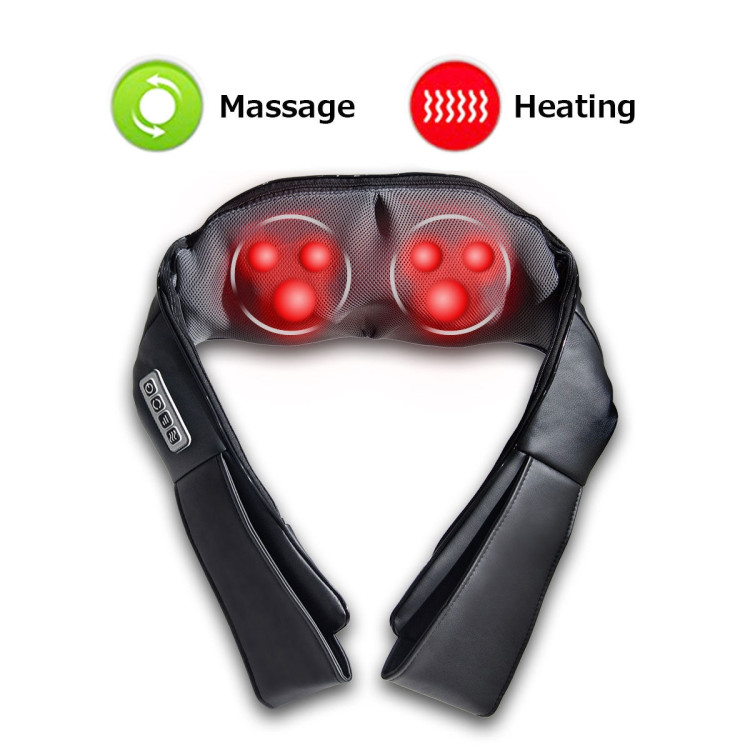 Electric Back and Neck Kneading Shoulder Massager with Heat StrapsCostway Gallery View 8 of 10