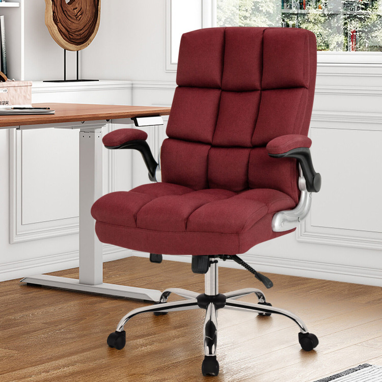 Adjustable Swivel Office Chair with High Back and Flip-up Arm for