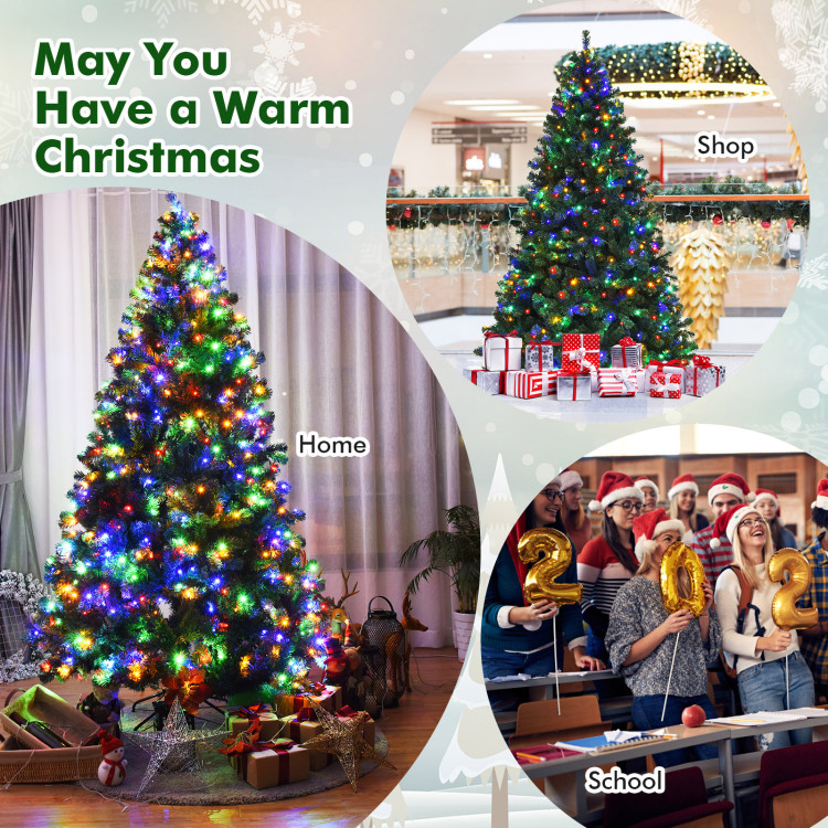 7.5 Feet Pre-Lit Artificial Spruce Christmas Tree with 550 Multicolor Lights for FestivalCostway Gallery View 3 of 10