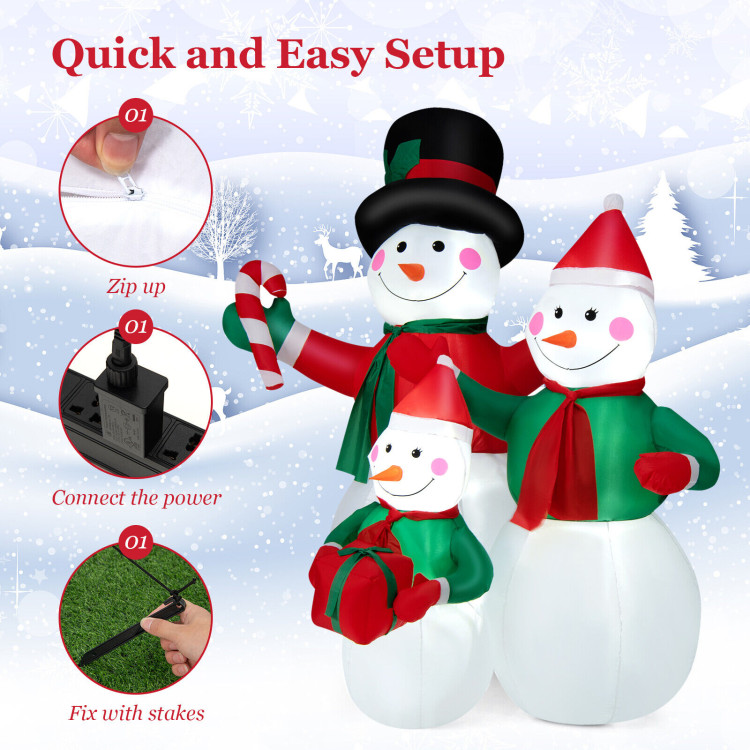 Inflatable Christmas Snowman Family Decoration with LED LightsCostway Gallery View 5 of 10