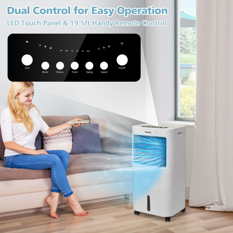 Evaporative Portable Air Cooler Fan w/ Remote Control-WhiteCostway Gallery View 8 of 10