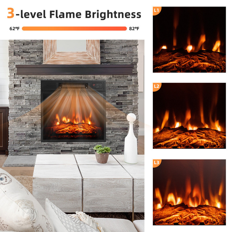18 Inch Electric Fireplace Freestanding Wall-Mounted Heater with Adjustable LED FlameCostway Gallery View 3 of 9