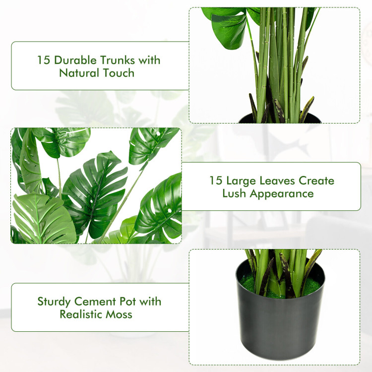 5 Feet Artificial Tree Faux Monstera Deliciosa Plant for Home Indoor and OutdoorCostway Gallery View 9 of 10