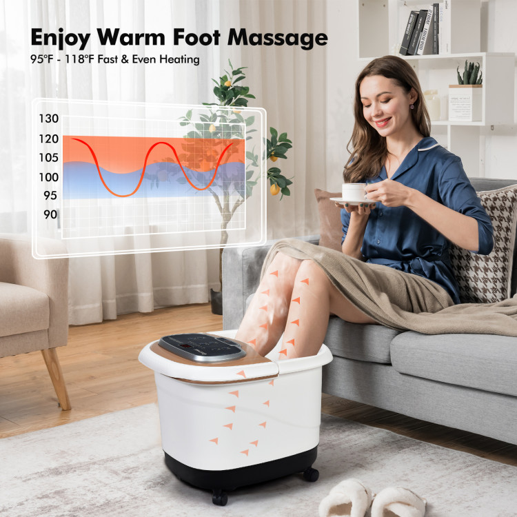 Portable All-In-One Heated Foot Bubble Spa Bath Motorized Massager-CoffeeCostway Gallery View 7 of 10