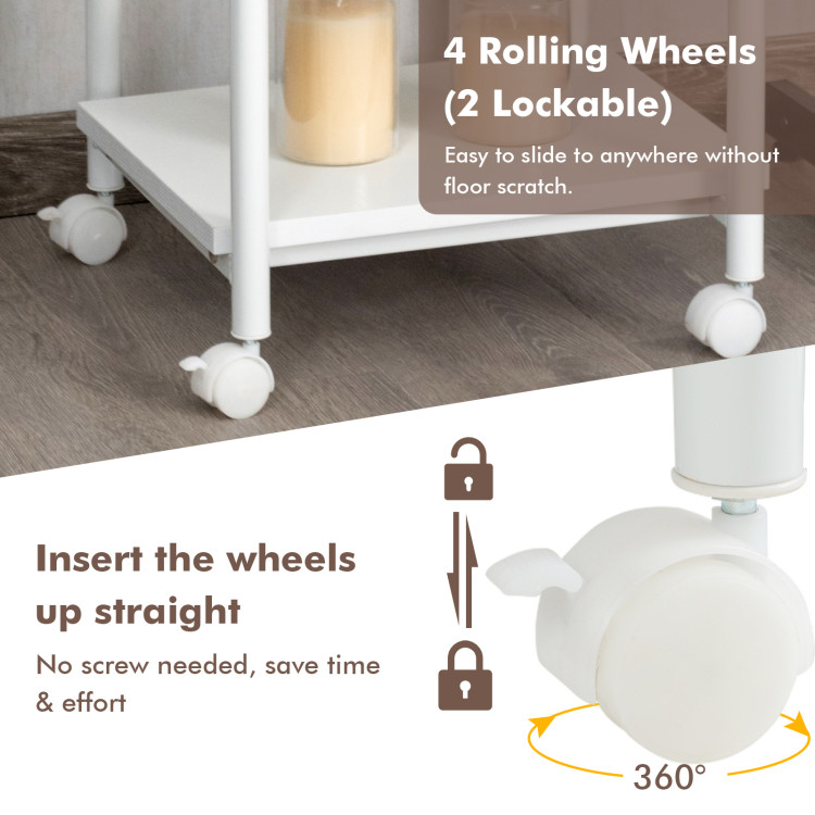 Under Desk Printer Stand with 360° Swivel Casters-WhiteCostway Gallery View 7 of 9