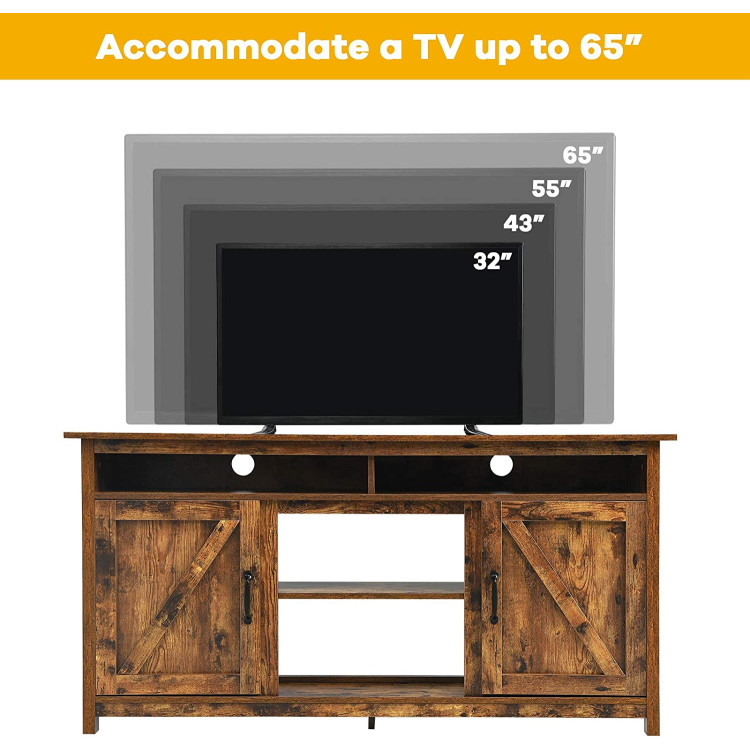 60”Industrial TV Stand Entertainment Center with Shelve and Cabinet-BrownCostway Gallery View 7 of 9