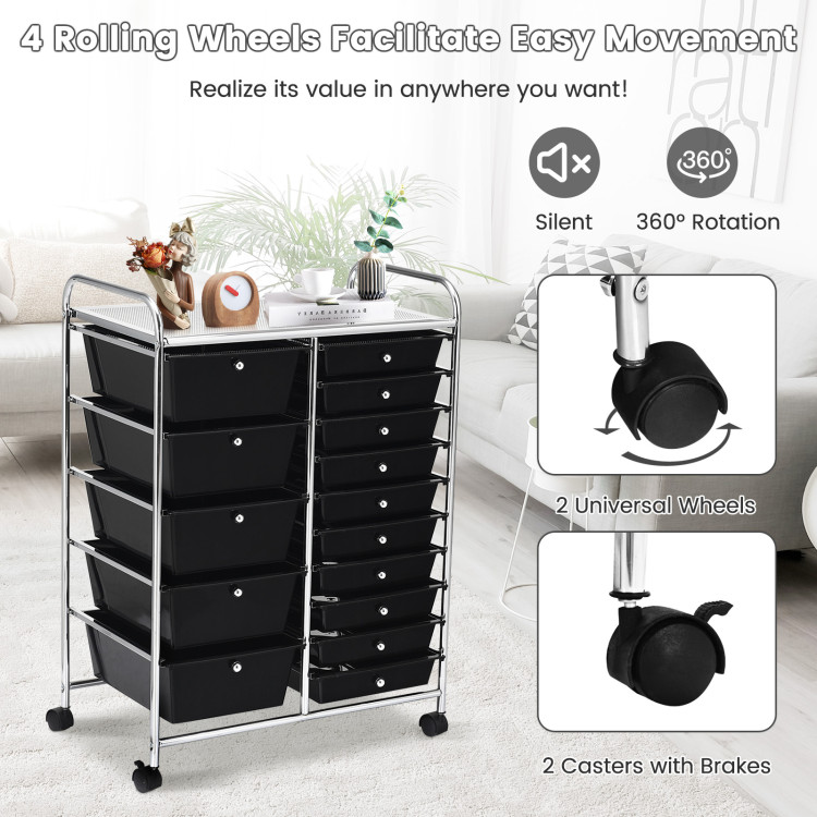 Multipurpose Rolling Utility Cart with 15 Drawer