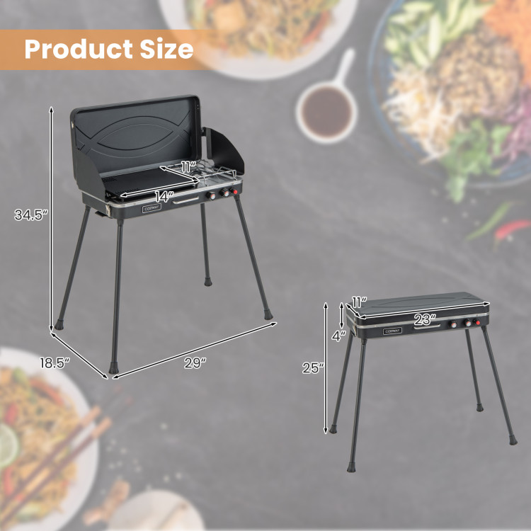Camping Hotplate / Grill with removable legs - 700mm x 300mm