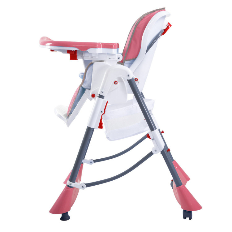 Portable Folding Baby High Chair Toddler Feeding Seat-orangeCostway Gallery View 3 of 24